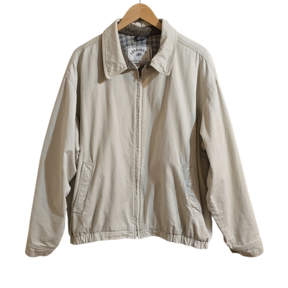 Aberdeen Collection Men's Pale Khaki Fleece Lined Full-Zip Jacket. Size XL